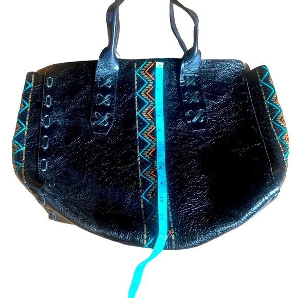 Calleen Cordero Colorful Leather Painted Tribal Tote Bag with studding - Picture 16 of 16